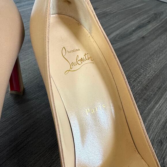Christian Louboutin Condora 85 mm Nude Leather Pumps 39 Tan Heels with Box - Picture 3 of 8